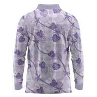 Anthurium Pikake Ti Leaf Palaka Long Sleeve Polo Shirt Purple Version
