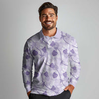 Anthurium Pikake Ti Leaf Palaka Long Sleeve Polo Shirt Purple Version