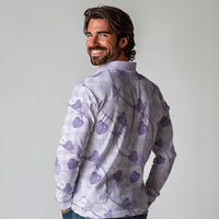 Anthurium Pikake Ti Leaf Palaka Long Sleeve Polo Shirt Purple Version