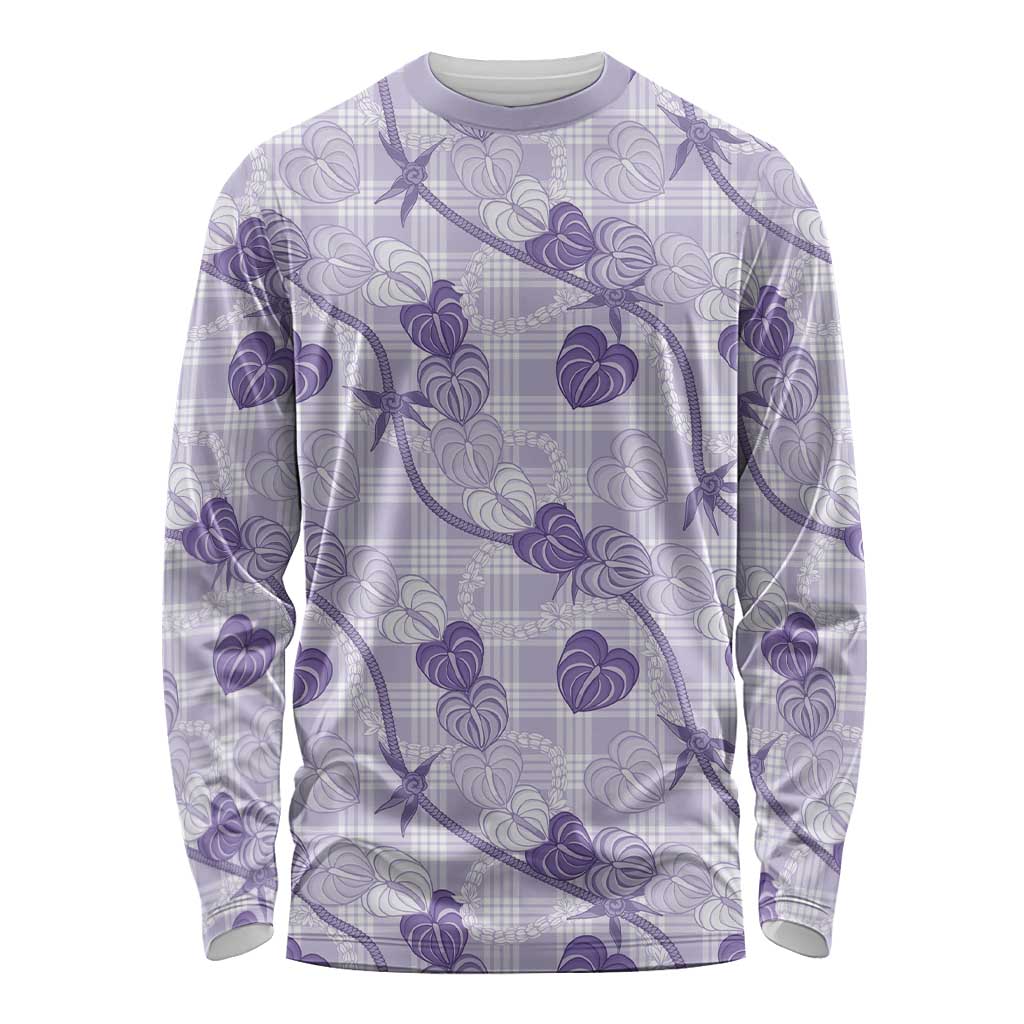 Anthurium Pikake Ti Leaf Palaka Long Sleeve Shirt Purple Version LT01 Unisex Purple - Polynesian Pride