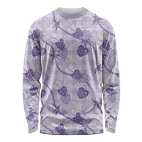 Anthurium Pikake Ti Leaf Palaka Long Sleeve Shirt Purple Version LT01 Unisex Purple - Polynesian Pride