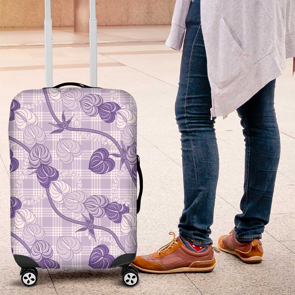 Anthurium Pikake Ti Leaf Palaka Luggage Cover Purple Version LT01 Purple - Polynesian Pride