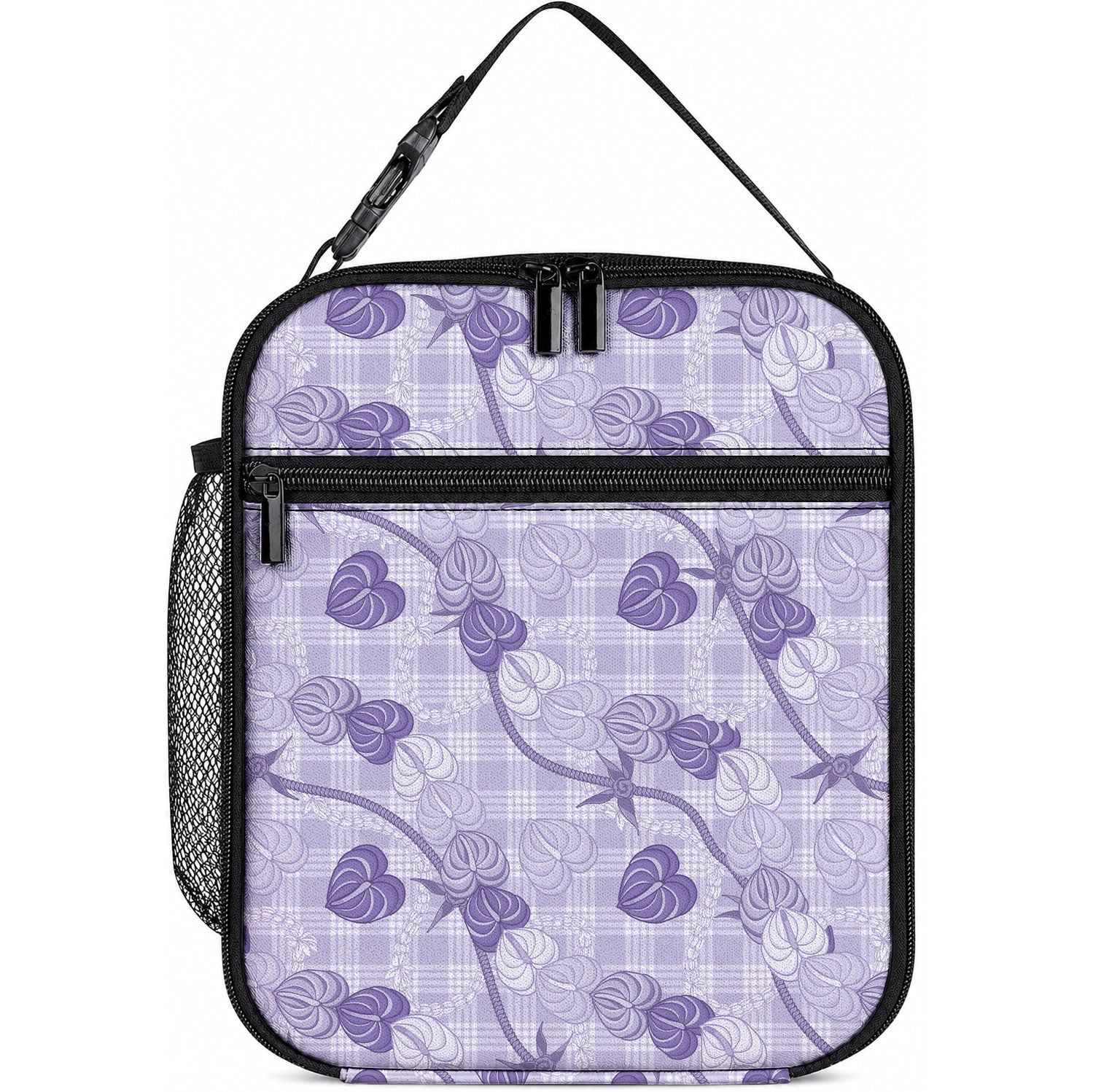 Anthurium Pikake Ti Leaf Palaka Lunch Bag Purple Version LT01 10.2 × 8.3 × 4.3 inch Purple - Polynesian Pride