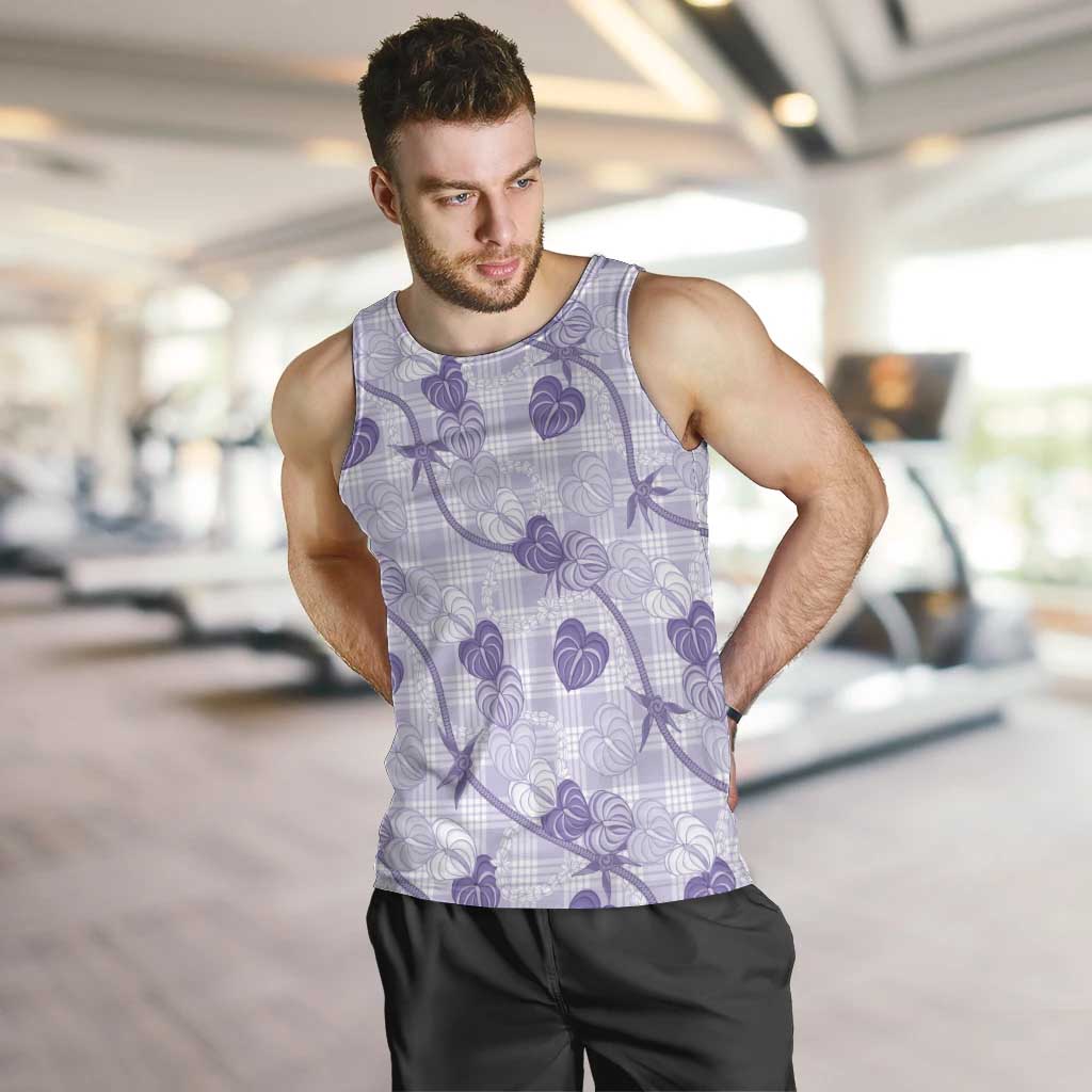 Anthurium Pikake Ti Leaf Palaka Men Tank Top Purple Version LT01 Purple - Polynesian Pride