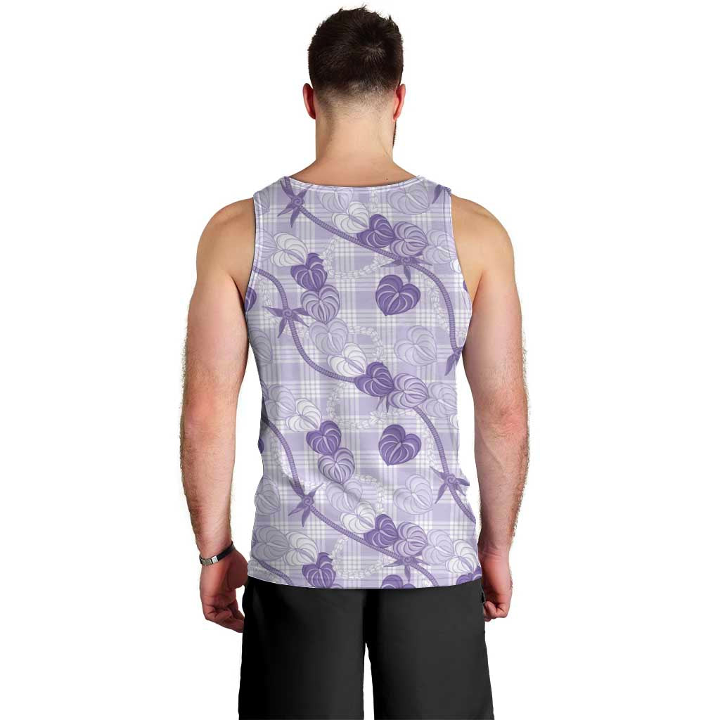 Anthurium Pikake Ti Leaf Palaka Men Tank Top Purple Version LT01 - Polynesian Pride