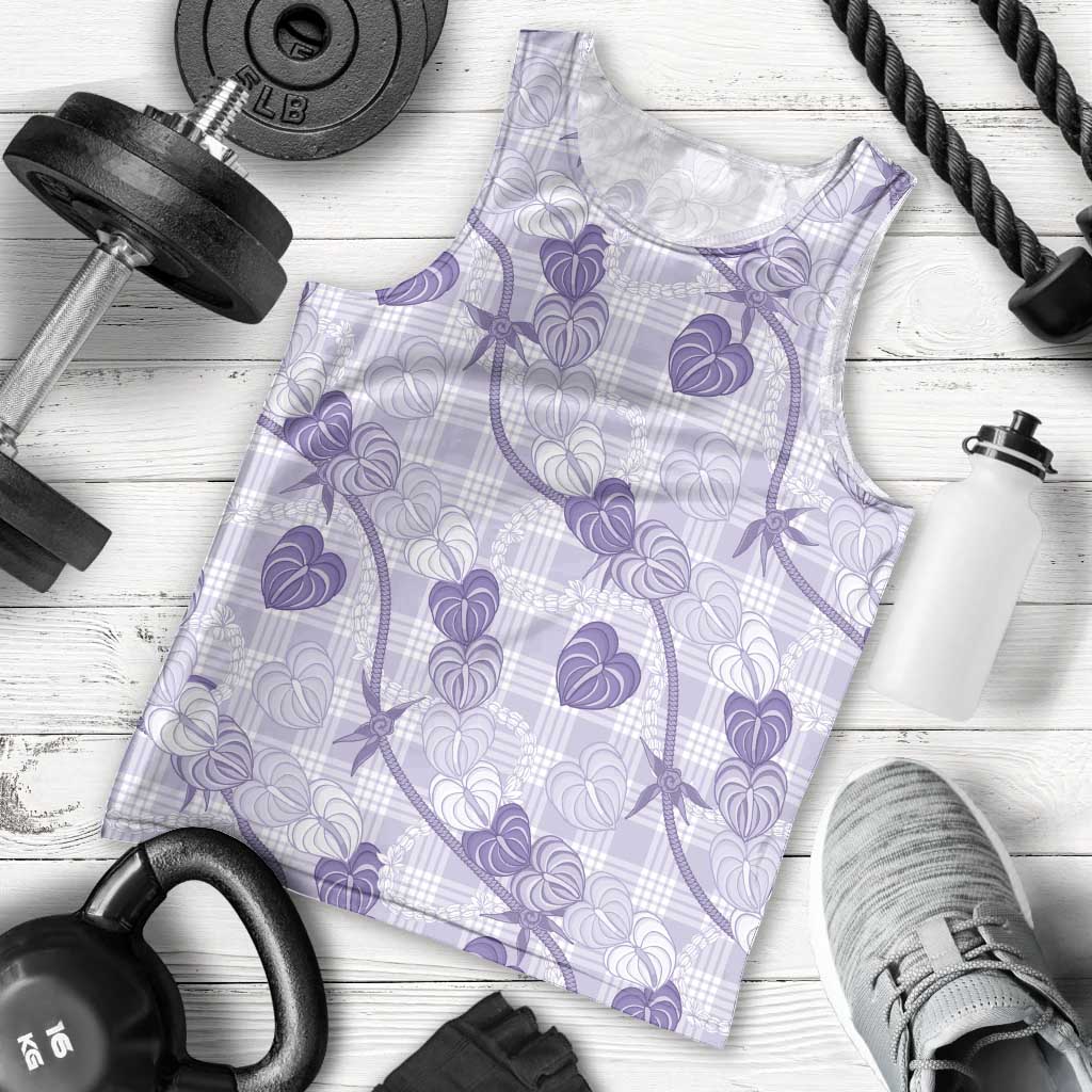 Anthurium Pikake Ti Leaf Palaka Men Tank Top Purple Version LT01 - Polynesian Pride