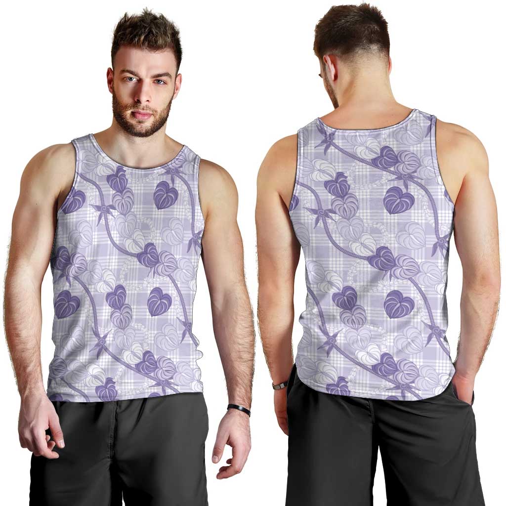 Anthurium Pikake Ti Leaf Palaka Men Tank Top Purple Version LT01 - Polynesian Pride