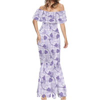 Anthurium Pikake Ti Leaf Palaka Mermaid Dress Purple Version LT01 - Polynesian Pride