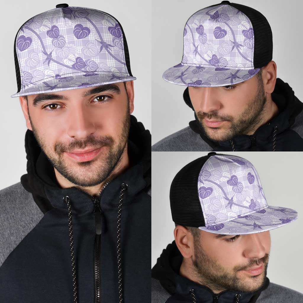 Anthurium Pikake Ti Leaf Palaka Mesh Trucker Cap Purple Version LT01 - Polynesian Pride