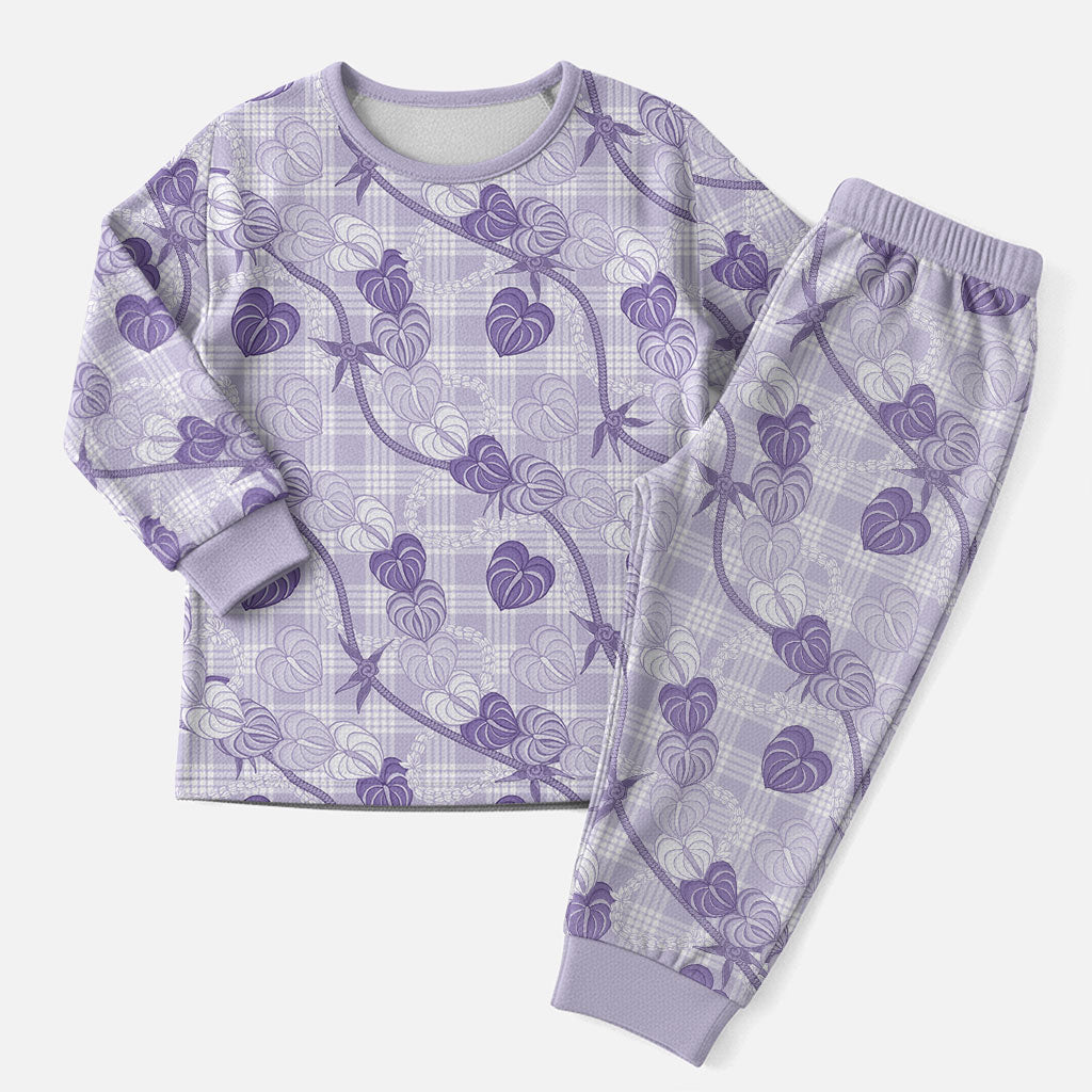 Anthurium Pikake Ti Leaf Palaka Christmas Pajama Set Purple Version