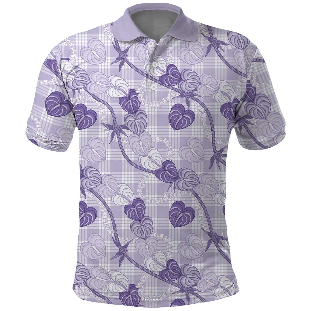 Anthurium Pikake Ti Leaf Palaka Polo Shirt Purple Version LT01 Purple - Polynesian Pride