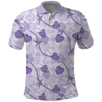 Anthurium Pikake Ti Leaf Palaka Polo Shirt Purple Version LT01 Purple - Polynesian Pride