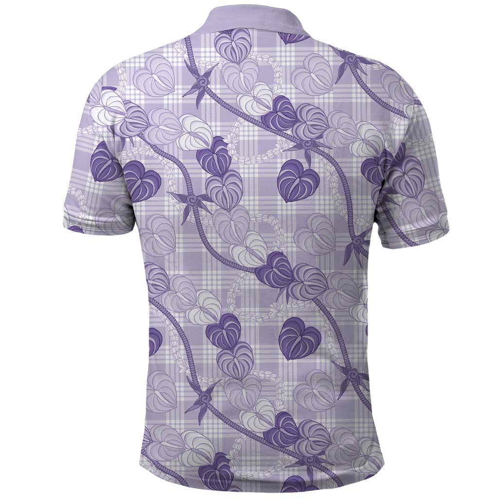 Anthurium Pikake Ti Leaf Palaka Polo Shirt Purple Version LT01 - Polynesian Pride