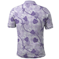 Anthurium Pikake Ti Leaf Palaka Polo Shirt Purple Version LT01 - Polynesian Pride