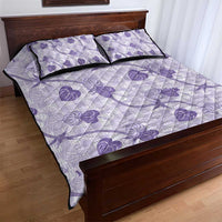 Anthurium Pikake Ti Leaf Palaka Quilt Bed Set Purple Version LT01 - Polynesian Pride