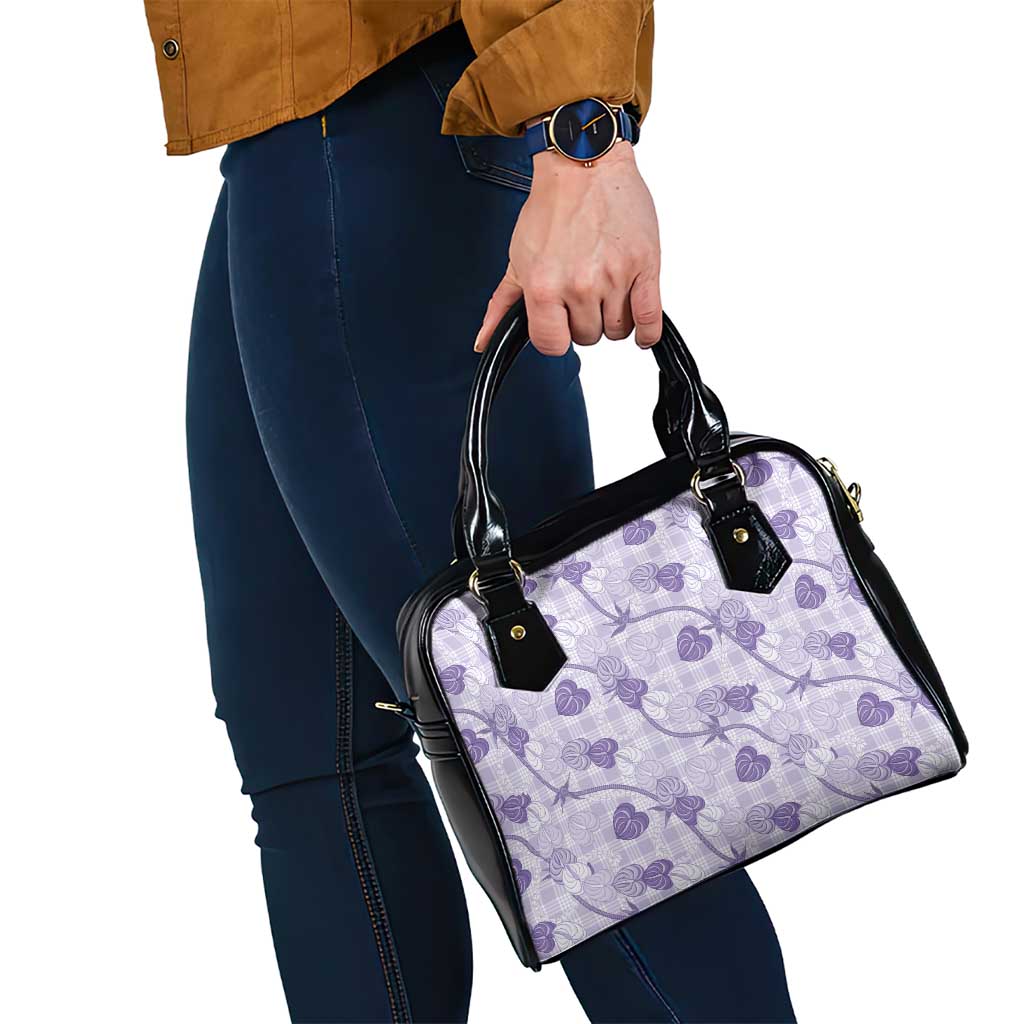 Anthurium Pikake Ti Leaf Palaka Shoulder Handbag Purple Version LT01 - Polynesian Pride