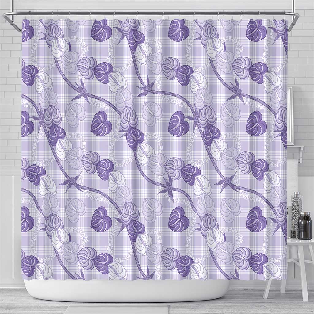 Anthurium Pikake Ti Leaf Palaka Shower Curtain Purple Version LT01 - Polynesian Pride