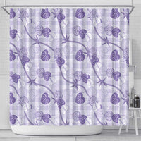 Anthurium Pikake Ti Leaf Palaka Shower Curtain Purple Version LT01 - Polynesian Pride