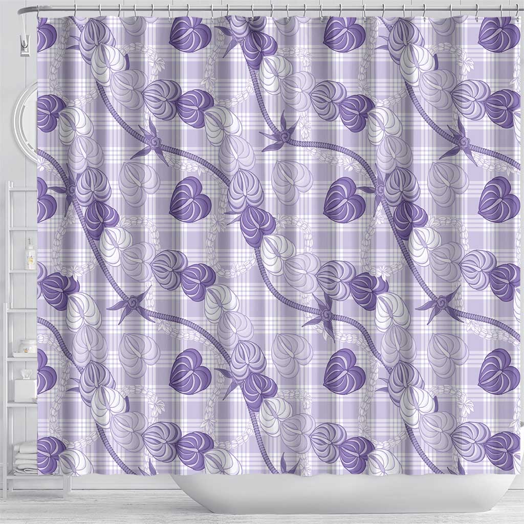 Anthurium Pikake Ti Leaf Palaka Shower Curtain Purple Version LT01 - Polynesian Pride
