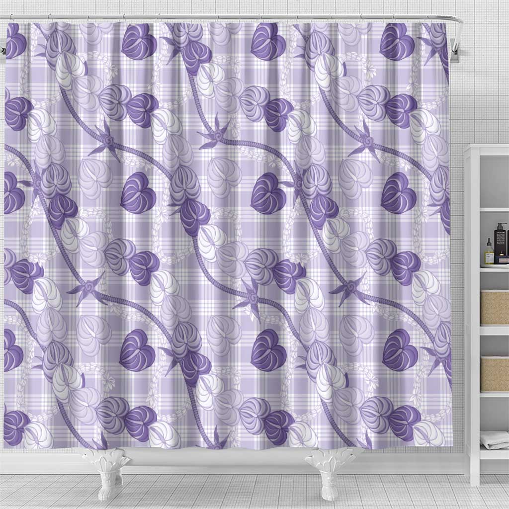Anthurium Pikake Ti Leaf Palaka Shower Curtain Purple Version LT01 - Polynesian Pride