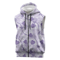 Anthurium Pikake Ti Leaf Palaka Sleeveless Zip Hoodie Purple Version LT01 Purple - Polynesian Pride