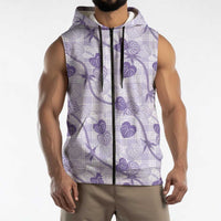 Anthurium Pikake Ti Leaf Palaka Sleeveless Zip Hoodie Purple Version LT01 - Polynesian Pride