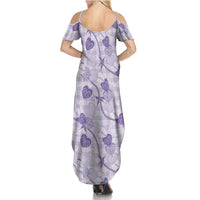 Anthurium Pikake Ti Leaf Palaka Summer Maxi Dress Purple Version LT01 - Polynesian Pride