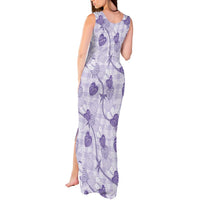Anthurium Pikake Ti Leaf Palaka Tank Maxi Dress Purple Version LT01 - Polynesian Pride
