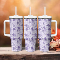 Anthurium Pikake Ti Leaf Palaka Tumbler With Handle Purple Version LT01 - Polynesian Pride