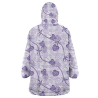 Anthurium Pikake Ti Leaf Palaka Wearable Blanket Hoodie Purple Version LT01 - Polynesian Pride