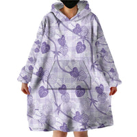 Anthurium Pikake Ti Leaf Palaka Wearable Blanket Hoodie Purple Version LT01 - Polynesian Pride