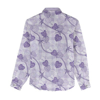 Anthurium Pikake Ti Leaf Palaka Women Casual Shirt Purple Version LT01 - Polynesian Pride