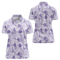 Anthurium Pikake Ti Leaf Palaka Women Polo Shirt Purple Version LT01 - Polynesian Pride