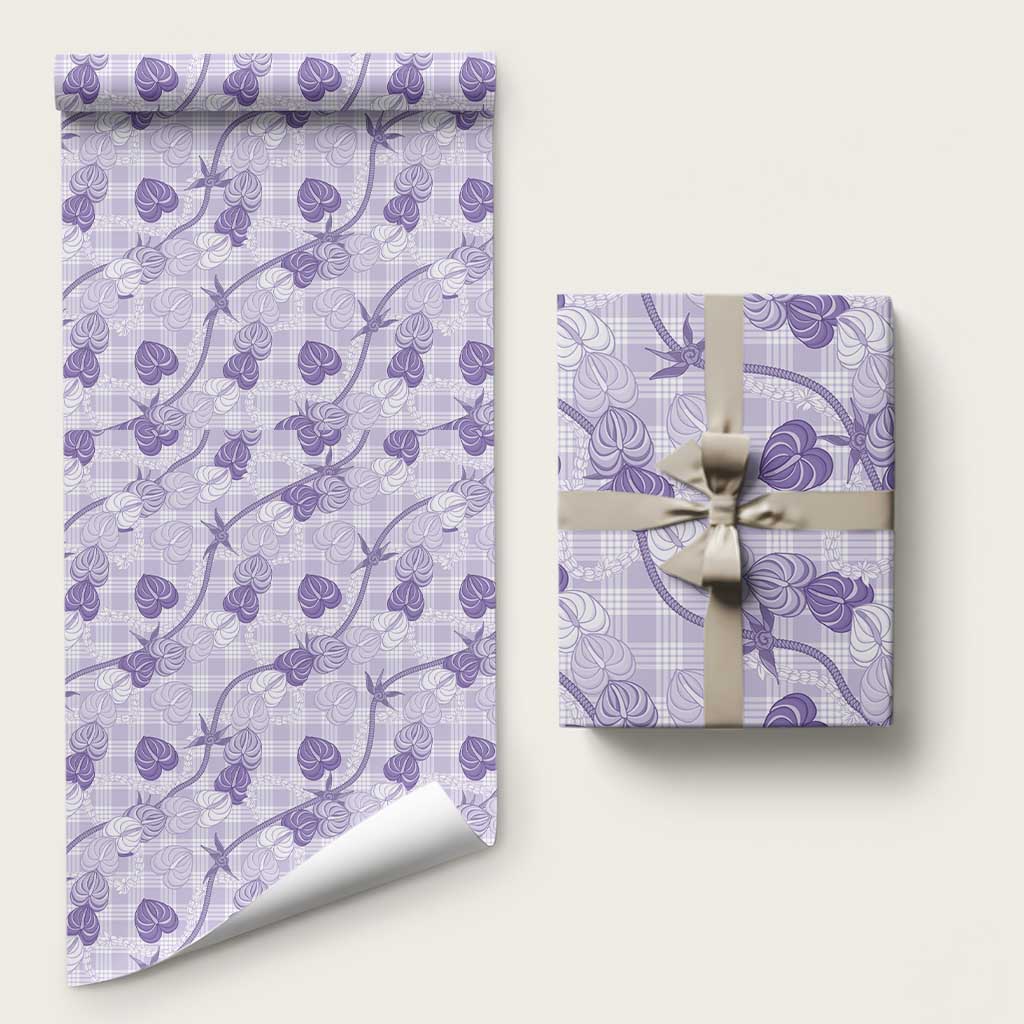Anthurium Pikake Ti Leaf Palaka Wrapping Paper Purple Version