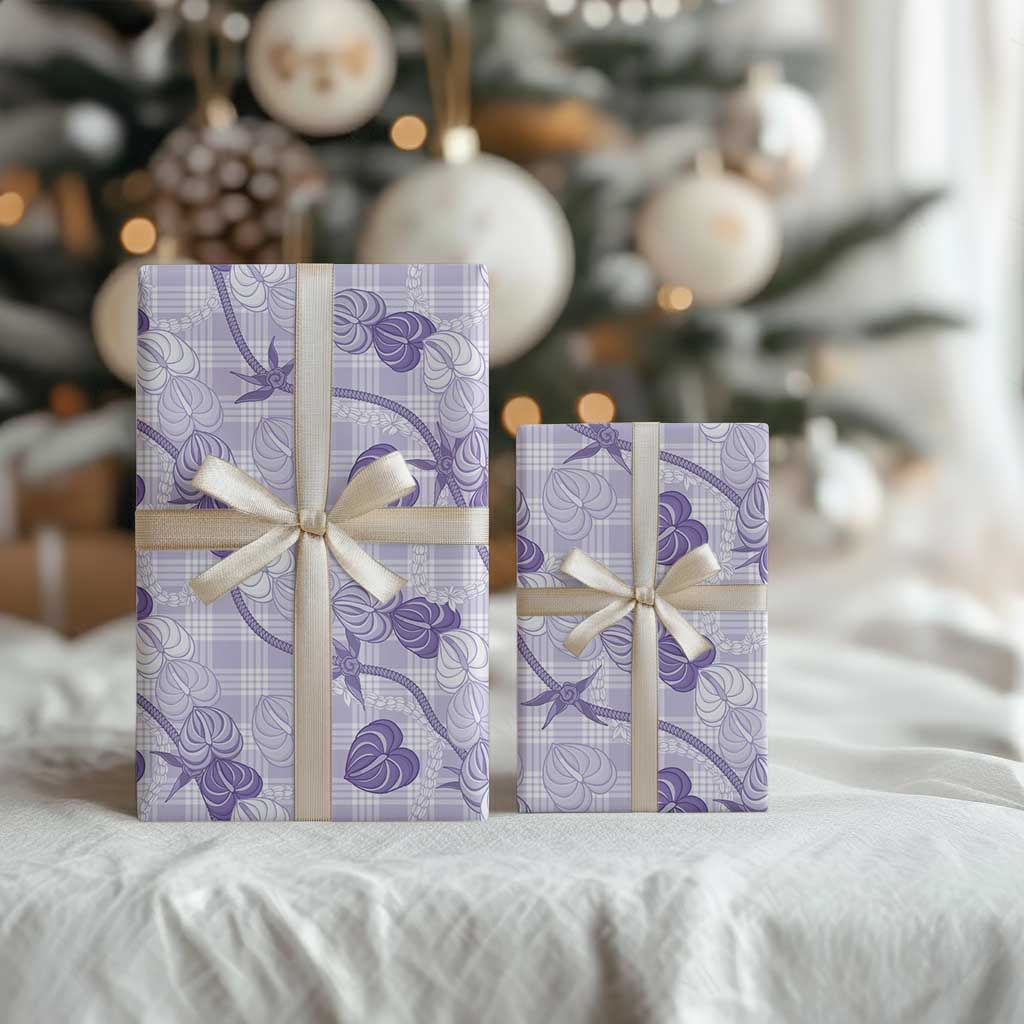Anthurium Pikake Ti Leaf Palaka Wrapping Paper Purple Version