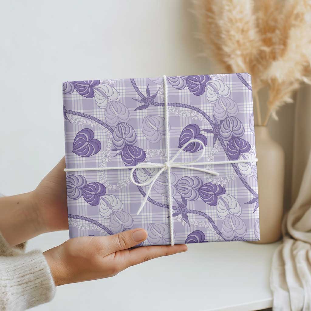 Anthurium Pikake Ti Leaf Palaka Wrapping Paper Purple Version