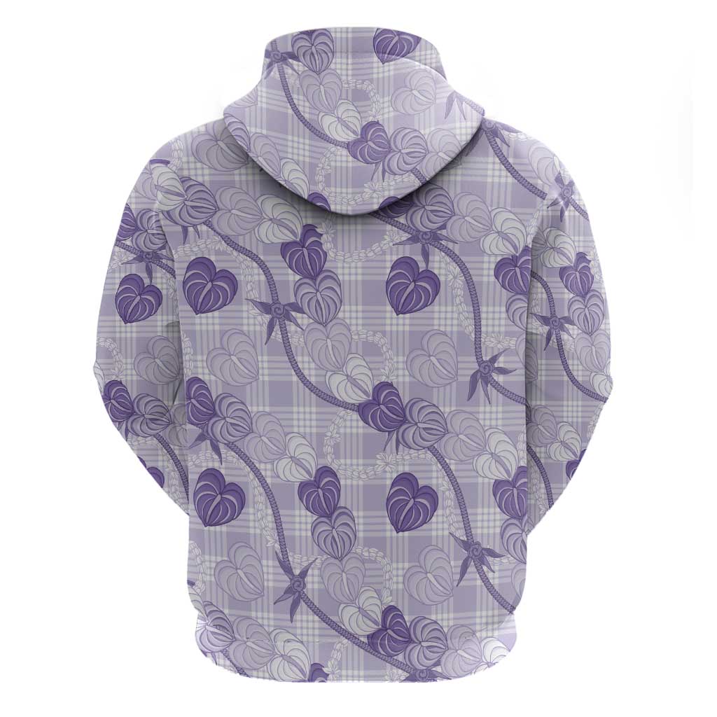 Anthurium Pikake Ti Leaf Palaka Zip Hoodie Purple Version LT01 - Polynesian Pride