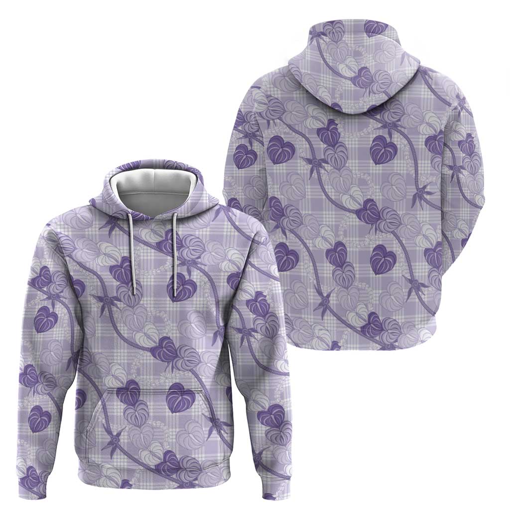 Anthurium Pikake Ti Leaf Palaka Zip Hoodie Purple Version LT01 - Polynesian Pride