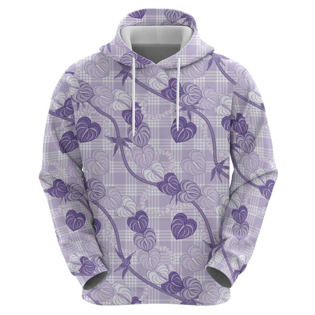 Anthurium Pikake Ti Leaf Palaka Zip Hoodie Purple Version LT01 - Polynesian Pride