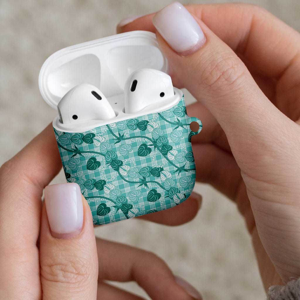 Anthurium Pikake Ti Leaf Palaka AirPods Case Turquoise Version LT01 - Polynesian Pride