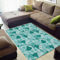 Anthurium Pikake Ti Leaf Palaka Area Rug Turquoise Version