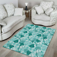 Anthurium Pikake Ti Leaf Palaka Area Rug Turquoise Version