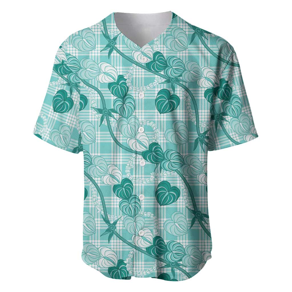 Anthurium Pikake Ti Leaf Palaka Baseball Jersey Turquoise Version