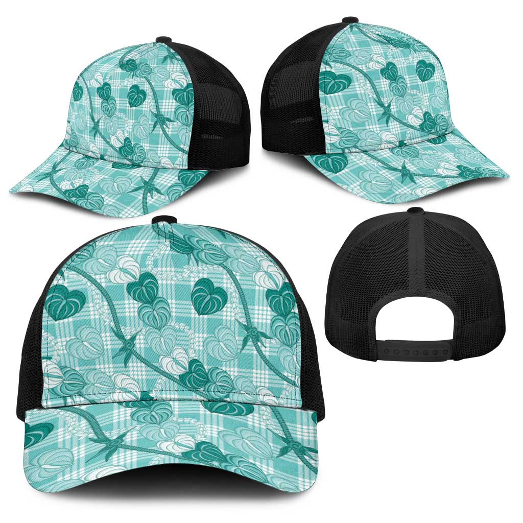 Anthurium Pikake Ti Leaf Palaka Baseball Net Cap Turquoise Version