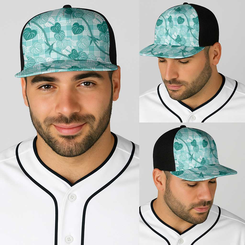 Anthurium Pikake Ti Leaf Palaka Baseball Net Cap Turquoise Version