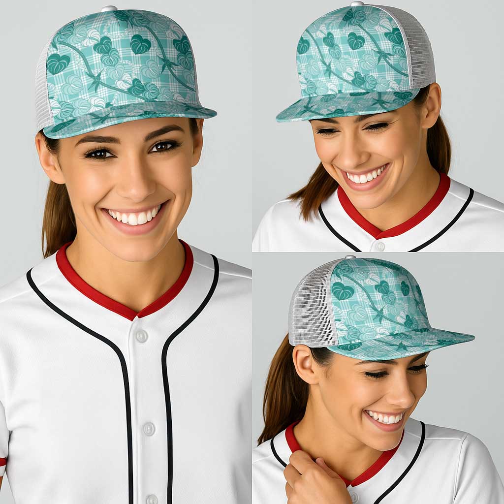 Anthurium Pikake Ti Leaf Palaka Baseball Net Cap Turquoise Version