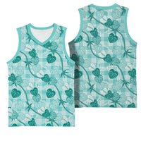 Anthurium Pikake Ti Leaf Palaka Basketball Jersey Turquoise Version LT01 - Polynesian Pride
