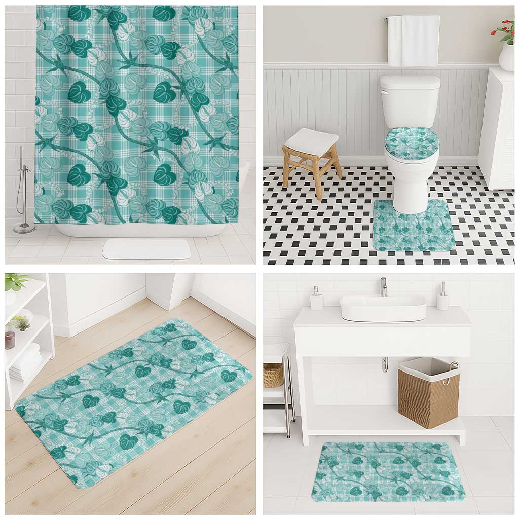 Anthurium Pikake Ti Leaf Palaka Bathroom Set Turquoise Version