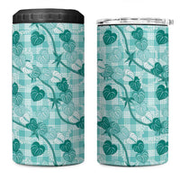 Anthurium Pikake Ti Leaf Palaka 4 in 1 Can Cooler Tumbler Turquoise Version LT01 One Size: 16 oz Turquoise - Polynesian Pride