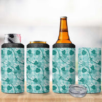 Anthurium Pikake Ti Leaf Palaka 4 in 1 Can Cooler Tumbler Turquoise Version LT01 - Polynesian Pride